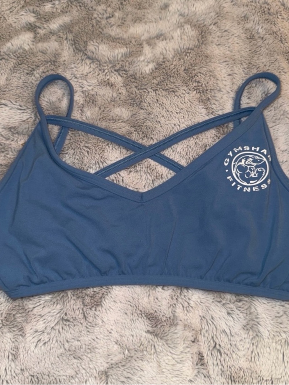 Never worn! Gymshark Blue Crisscross Sports Bra Sz S